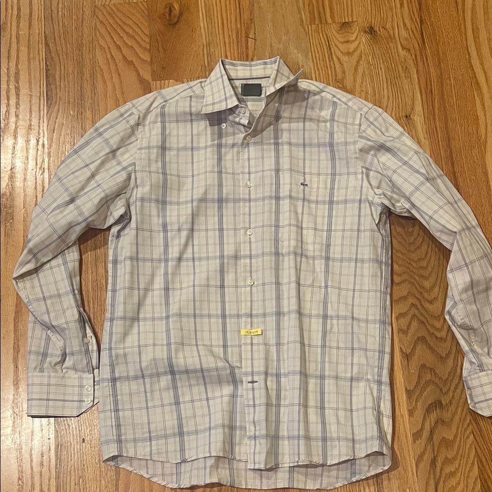 Lacoste Men's Light Blue Checkered Dress Shirt